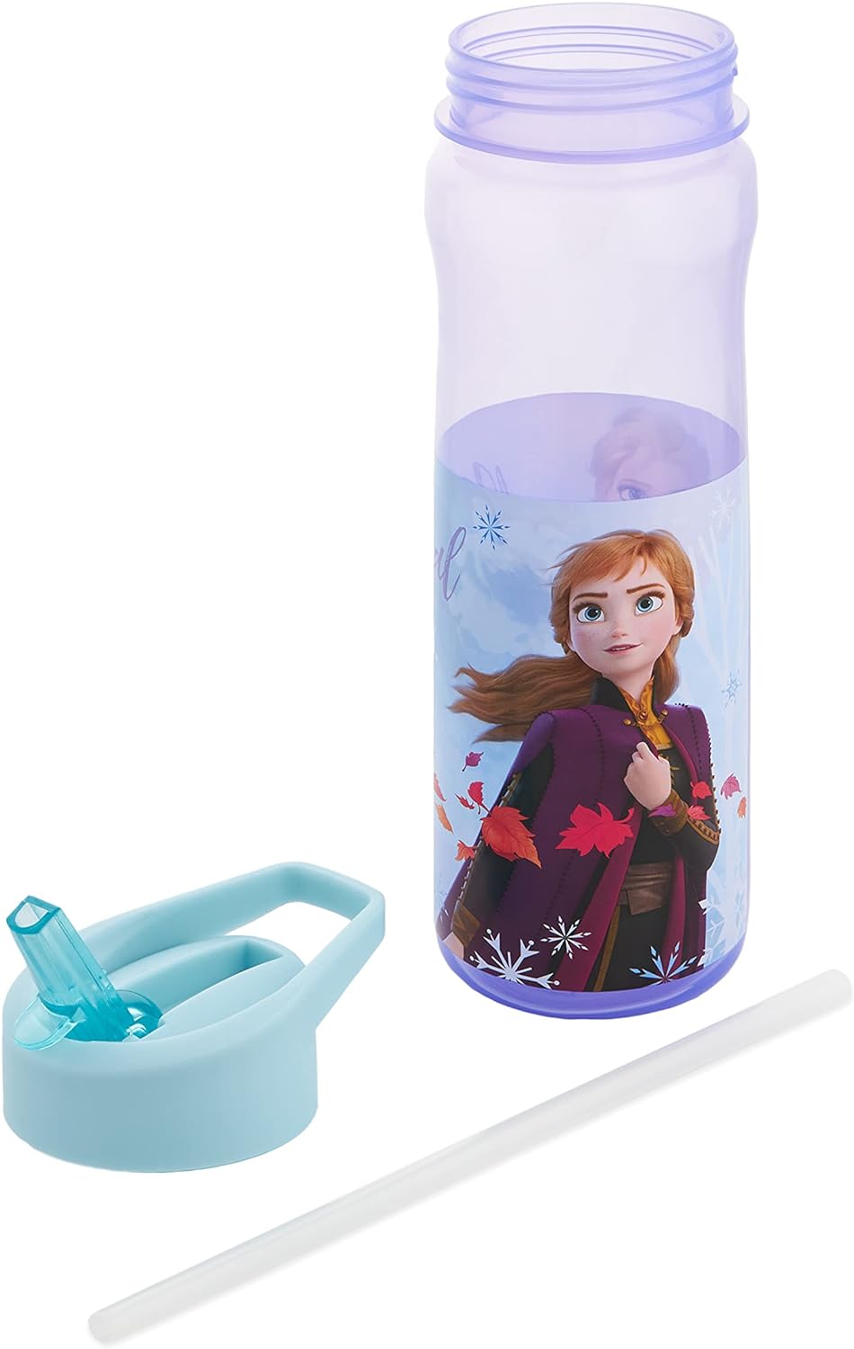 Disney Frozen Water Bottle with Straw – Reusable Kids 600ml PP – in Purple – Official Merchandise by Polar Gear – BPA Free & Recyclable Plastic – for School Nursery Sports Picnic, Multi Colour - Image 7