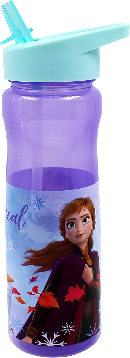 Disney Frozen Water Bottle with Straw – Reusable Kids 600ml PP – in Purple – Official Merchandise by Polar Gear – BPA Free & Recyclable Plastic – for School Nursery Sports Picnic, Multi Colour - Image 4