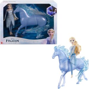 Mattel Disney Frozen Toys, Elsa Fashion Doll with Horse-Shaped Water Nokk Figure Inspired by Disney’s Frozen 2, HLW58