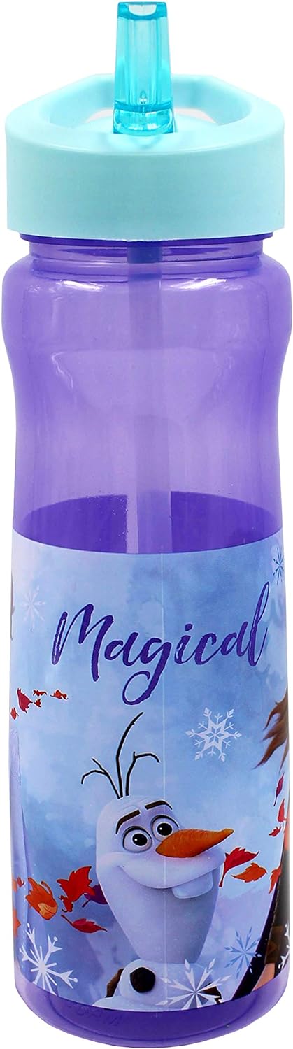 Disney Frozen Water Bottle with Straw – Reusable Kids 600ml PP – in Purple – Official Merchandise by Polar Gear – BPA Free & Recyclable Plastic – for School Nursery Sports Picnic, Multi Colour - Image 5