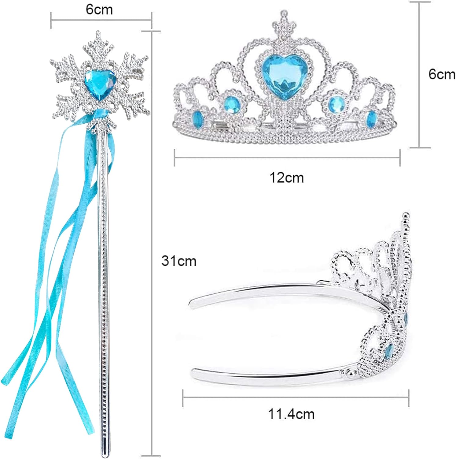 Gridamea Elsa Dress Up for Girls-Frozen Princess Costume for Kids with Crown and Wand for Party/Cosplay/Wedding - Image 6