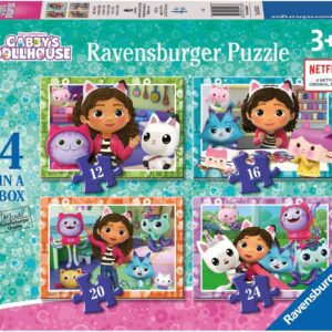 Ravensburger Gabby’s Dollhouse Jigsaw Puzzles for Kids Age 3 Years Up - 4 in a Box (12, 16, 20, 24 Pieces) - Educational Toys for Toddlers