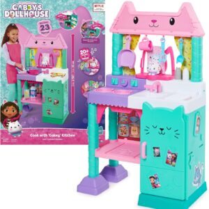 Gabby’s Dollhouse, Cakey Kitchen Set for Kids with Play Kitchen Accessories, Play Food, Sounds, Music and Kids’ Toys for Girls and Boys Aged 3 and up