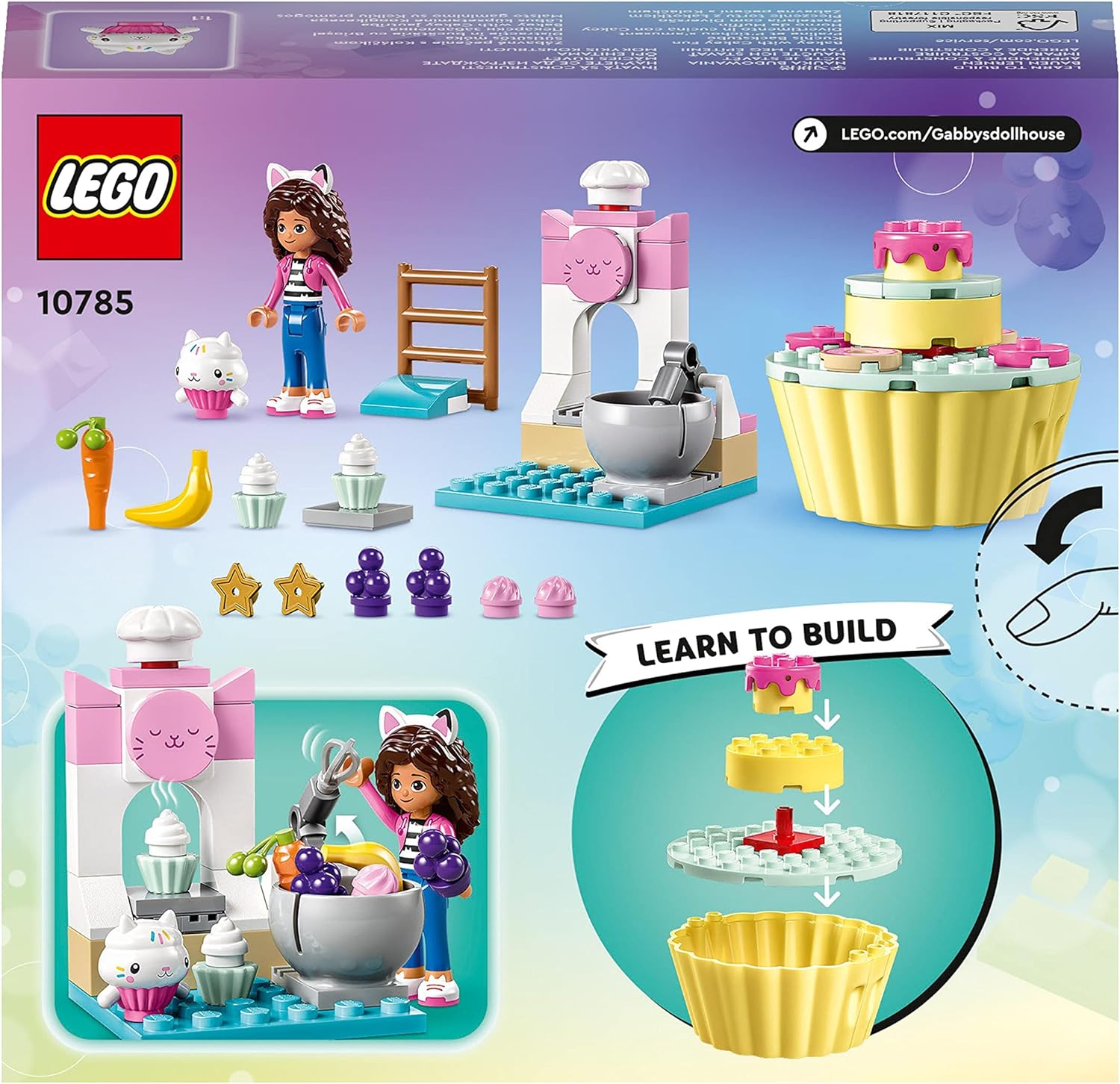 LEGO Gabby's Dollhouse Bakey with Cakey Fun Toy with Gabby and Cakey Cat Figures, Kitchen Playset with Cupcake to Decorate plus Accessories, Toys for Girls and Boys Aged 4+, Birthday Gift Idea 10785 - Image 7