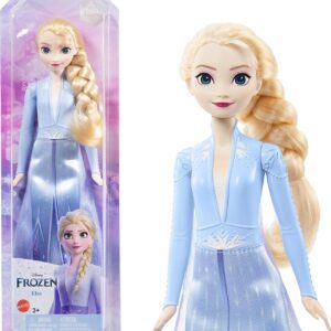 Mattel Disney Frozen Elsa Doll, Frozen Elsa in Signature Clothing, Collectible Fashion Doll, Poseable Doll with Long Blonde Hair, Toys for Ages 3 and Up, One Doll, HLW48