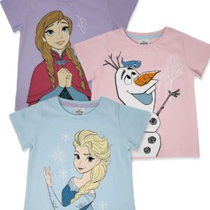 Disney Three Pack 100% Cotton Frozen T Shirts Elsa, Anna, Olaf 2-10yrs