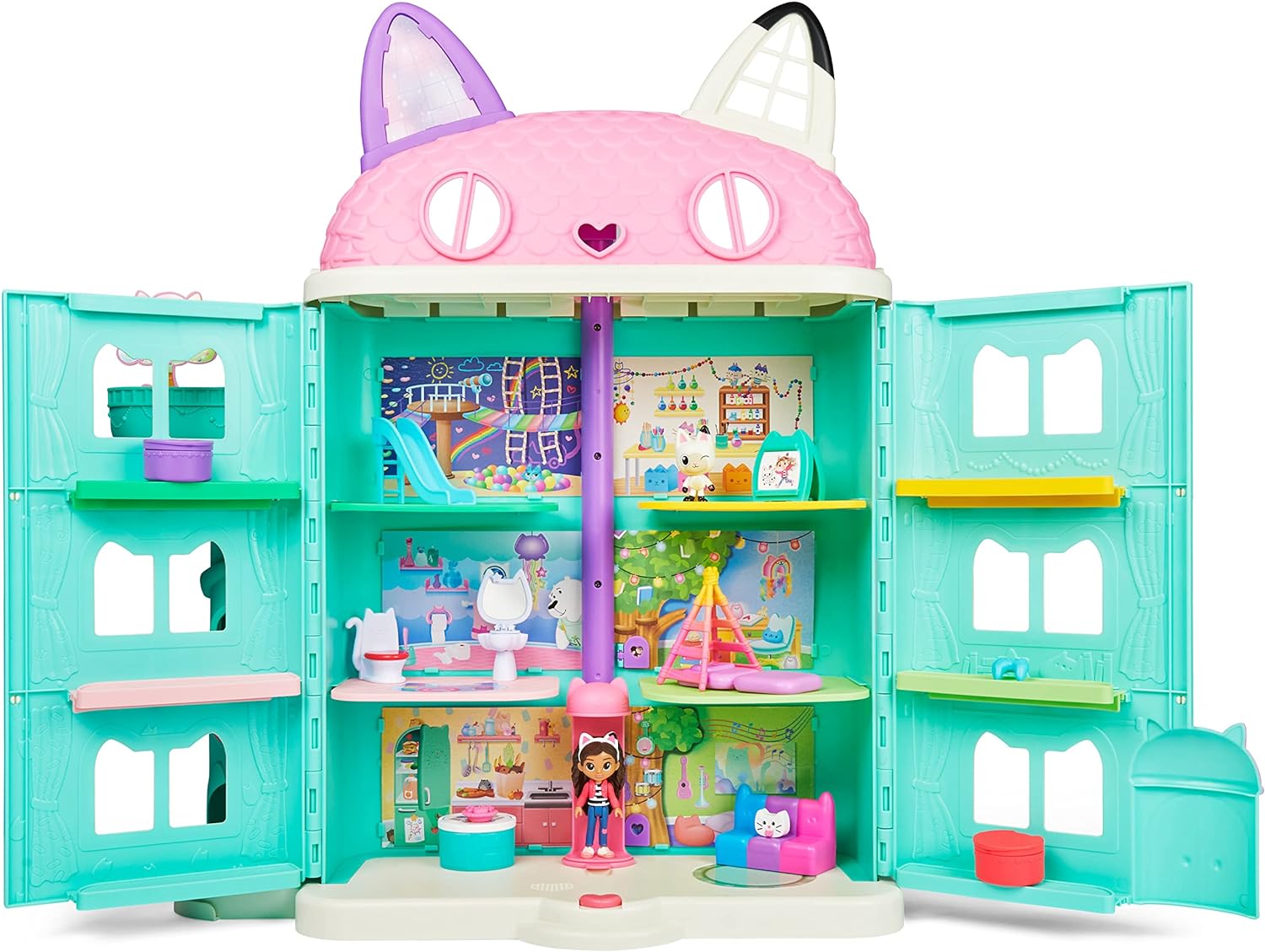 Gabby’s Dollhouse, Purrfect Dollhouse with 2 Toy Figures, 8 Furniture Pieces, 3 Accessories, 2 Deliveries and Sounds, Kids’ Toys for Ages 3 and above - Image 3
