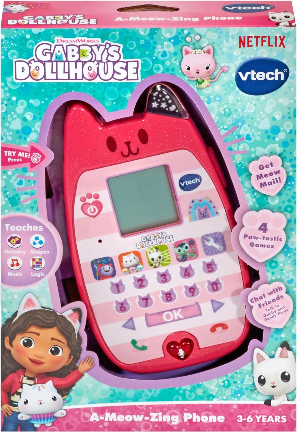 VTech Gabby's Dollhouse A Meow-Zing Phone, Official Gabby's Dollhouse Toy, Interactive Role Play Phone, Toy Phone with Voice Activation, Ringtones & Games, Gift for Ages 3, 4+ Years, English Version - Image 2