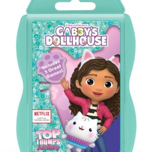 Top Trumps Junior Gabby’s Dollhouse Card Game, Play with Luli-Loo, Carlita, Kitty Fairy and Pandy Paws, Includes 5 extra games from Spot the Difference and Pairs, educational gift for ages 4 plus
