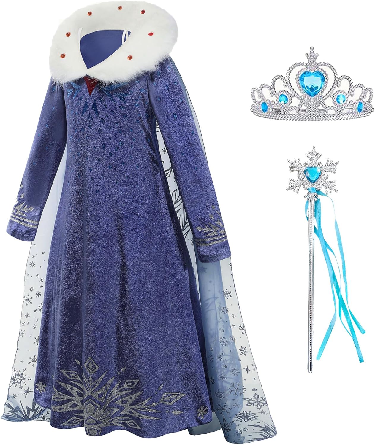 Gridamea Elsa Dress Up for Girls-Frozen Princess Costume for Kids with Crown and Wand for Party/Cosplay/Wedding