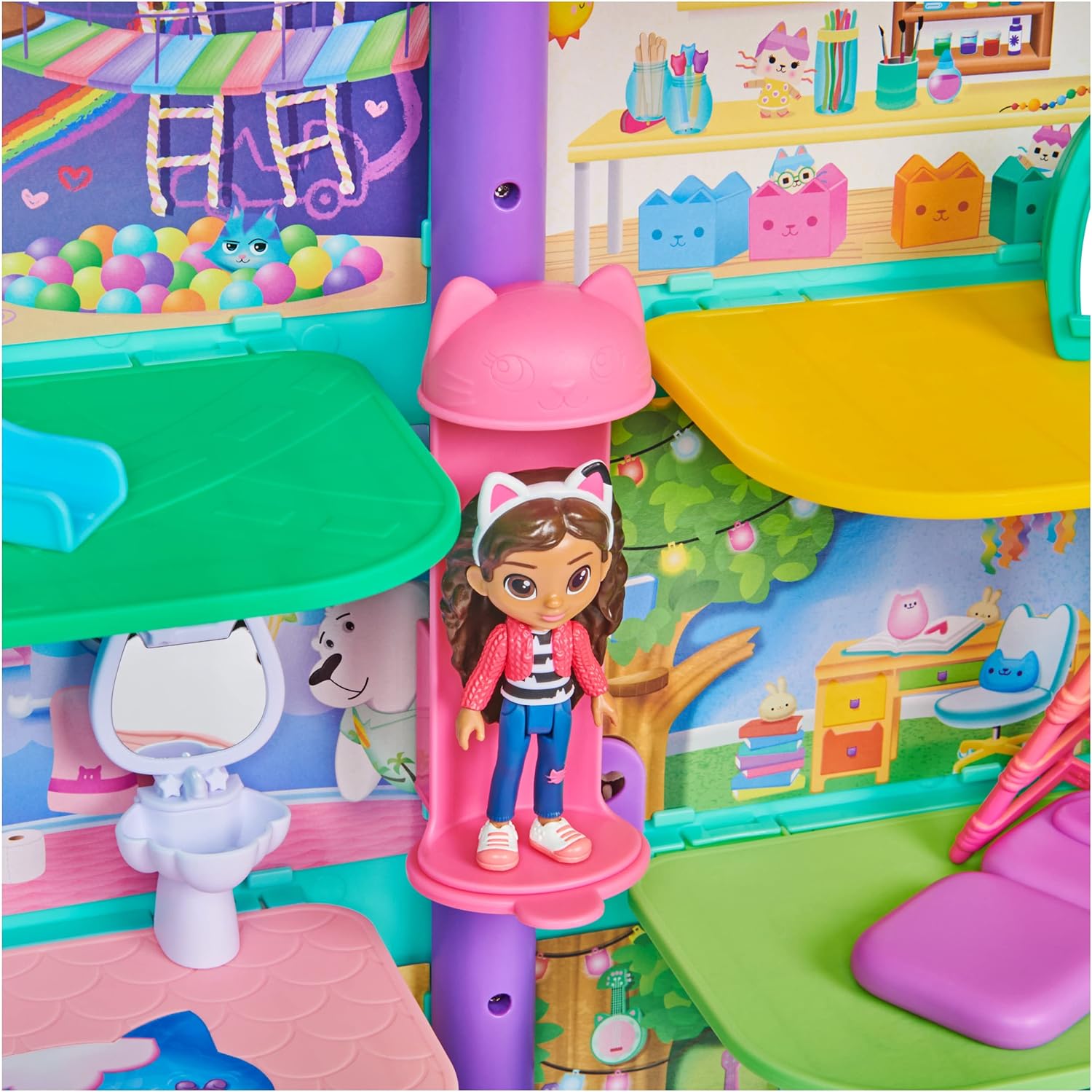 Gabby’s Dollhouse, Purrfect Dollhouse with 2 Toy Figures, 8 Furniture Pieces, 3 Accessories, 2 Deliveries and Sounds, Kids’ Toys for Ages 3 and above - Image 4