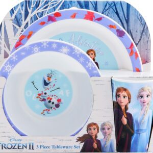 Disney II Frozen Kids Tableware 3 Piece Reusable PP Plate, Bowl & Cup Children – Elsa, Anna & Olaf Tumbler & Dinnerware Set for Mealtimes – for 24 Months & Up, Recyclable Lightweight Material, Purple