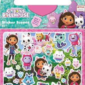 Paper Projects 01.70.29.016 Gabby's Dollhouse Activity Set | Includes 6 Scenes and Around 50 Stickers, 23.5cm x 15cm