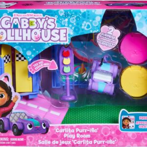 Gabby’s Dollhouse, Carlita Purr-ific Play Room with Carlita Toy Car, Accessories, Furniture and Dollhouse Deliveries, Kids’ Toys for Ages 3 and up