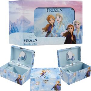 Disney Encanto Musical Jewellery Box for Girls Princess Frozen Storage Box with Spinning Mirabel The Little Mermaid Ariel Elsa Music Box, Gifts for Girls (Blue Frozen)