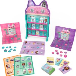 Gabby’s Dollhouse, Games HQ Checkers Tic Tac Toe Memory Match Go Fish Bingo Cards Board Games Toy Gift Netflix Party Supplies, for Kids Ages 4 and up